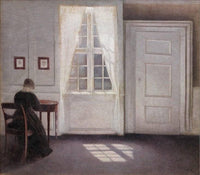 Interior from Strandgade with Sunlight on the Floor by Vilhelm Hammershoi — hand-painted architectural oil painting reproduction on canvas