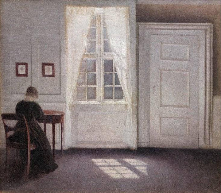 Interior from Strandgade with Sunlight on the Floor by Vilhelm Hammershoi — hand-painted architectural oil painting reproduction on canvas
