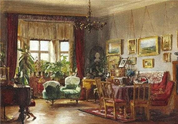 Interior from the artist's childhood home in Strandgade 30 in Christianshavn, by Peder Severin Kroyer — hand-painted still oil painting reproduction on canvas