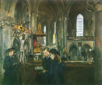 Interior from the Church Trefoldighetskirken by Harriet Backer — hand-painted architectural oil painting reproduction on canvas