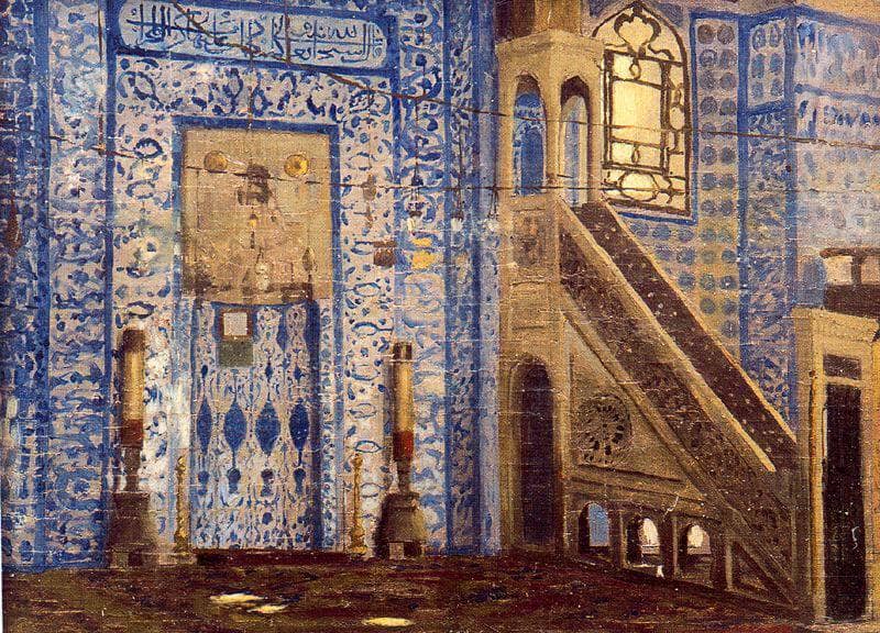 Interior of a Mosque by Jean-Leon Gerome — hand-painted architectural oil painting reproduction on canvas
