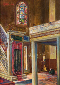 Interior of a Mosque by Sevket Dag — hand-painted architectural oil painting reproduction on canvas