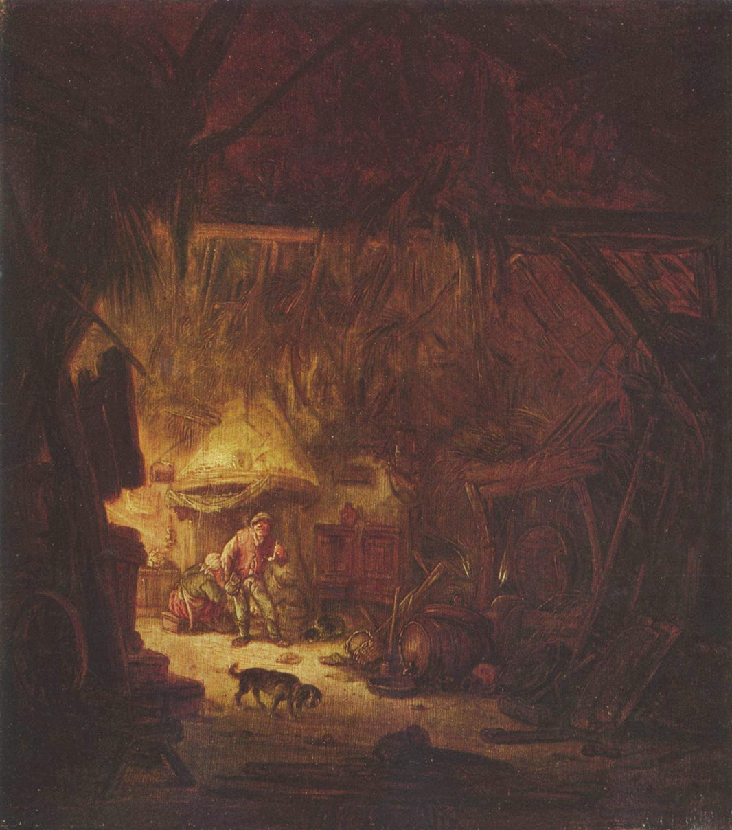 Interior of a Peasant House by Isaac van Ostade — hand-painted landscape oil painting reproduction on canvas