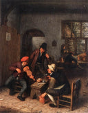 Interior of a Tavern with Violin Player by Adriaen van Ostade — hand-painted portrait oil painting reproduction on canvas