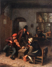 Interior of a Tavern with Violin Player by Adriaen van Ostade — hand-painted portrait oil painting reproduction on canvas