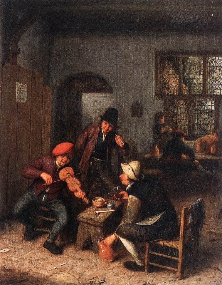 Interior of a Tavern with Violin Player - Adriaen van Ostade