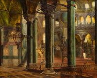Interior of Hagia Sophia Mosque by Sevket Dag — hand-painted architectural oil painting reproduction on canvas