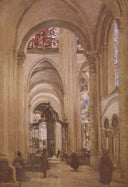 Interior of the Cathedral of St. Etienne, Sens by Camille Corot — hand-painted architectural oil painting reproduction on canvas