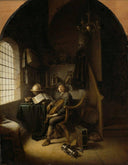 Interior with a Young Violinist by Gerrit Dou — hand-painted portrait oil painting reproduction on canvas