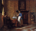 Interior with Figures by Pieter de Hooch — hand-painted eco oil painting reproduction on canvas