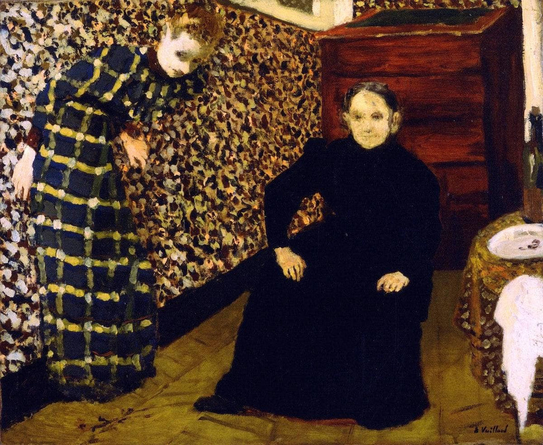 Interior with mother and sister of the artist by Edouard Vuillard — hand-painted portrait oil painting reproduction on canvas
