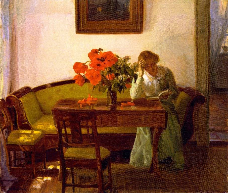 Interior with Red Poppies - Anna Ancher