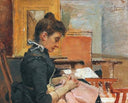 Interior with woman embroidering by Joaquín Agrasot — hand-painted portrait oil painting reproduction on canvas