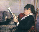 Interior, Woman Reading by Gustave Caillebotte — hand-painted portrait oil painting reproduction on canvas