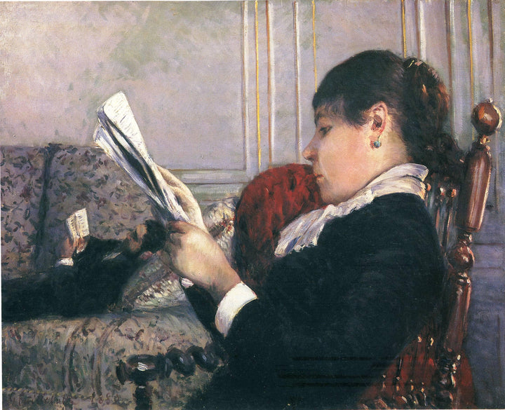 Interior, Woman Reading by Gustave Caillebotte — hand-painted portrait oil painting reproduction on canvas