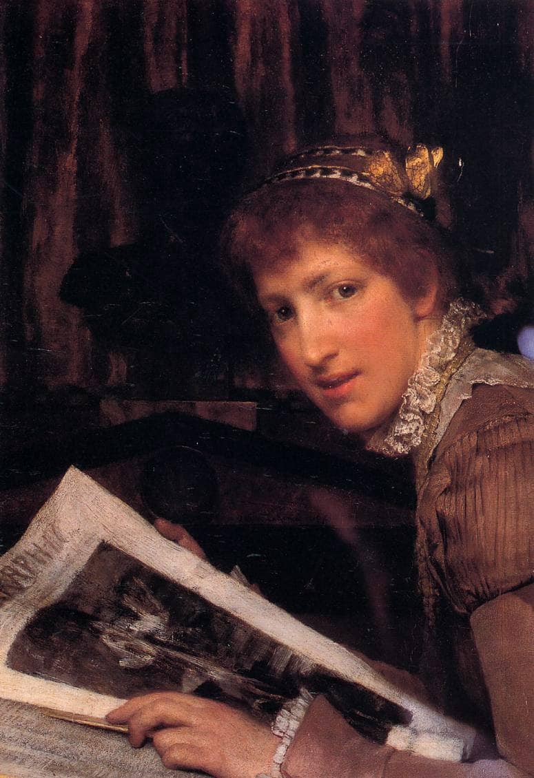 Interrupted by Sir Lawrence Alma-Tadema — hand-painted portrait oil painting reproduction on canvas
