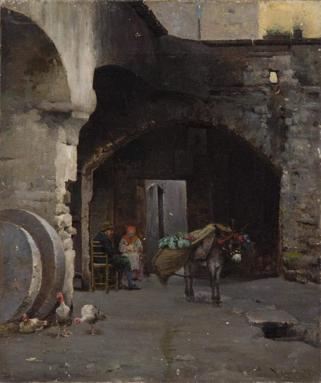 Intimacy by Vincenzo Caprile — hand-painted architectural oil painting reproduction on canvas