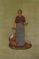 Farmer's Wife with Chickens by Grant Wood — hand-painted cultural oil painting reproduction on canvas