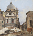 View Of The Church Of Maria Dei Miracoli And Santa Maria Nova in Venice by Ippolito Caffi — hand-painted architectural oil painting reproduction on canvas