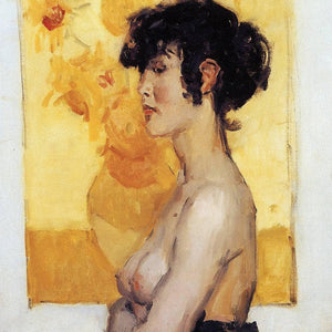 Woman before ''Sunflowers'' by van Gog