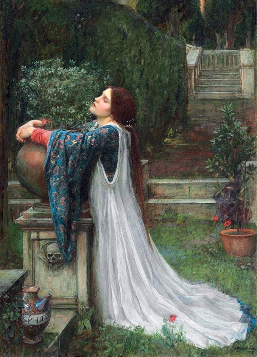 Isabella and the Pot of Basil by John William Waterhouse — hand-painted botanical oil painting reproduction on canvas