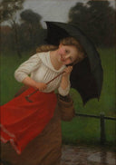 It's raining by Carl von Bergen — female oil painting wall art, Academicism