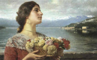 Italian beauty by Lake Como by Wladyslaw Czachorski — hand-painted portrait oil painting reproduction on canvas
