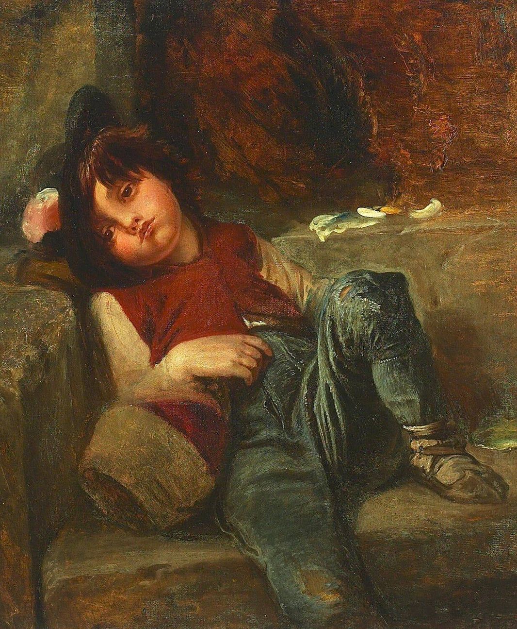 Italian beggar boy by Elisabeth Jerichau-Baumann, hand-painted portrait oil painting reproduction on canvas
