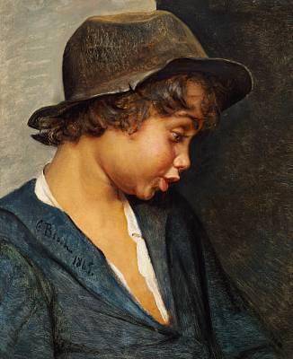 Italian Boy's Head by Carl Bloch — hand-painted portrait oil painting reproduction on canvas