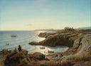 Italian coast landscape by Andreas Achenbach — hand-painted landscape oil painting reproduction on canvas