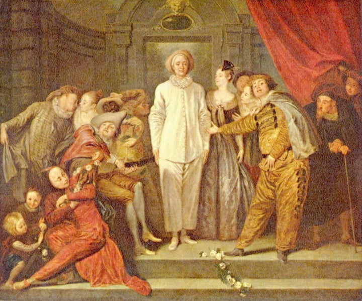 Italian Comedians by Antoine Watteau — hand-painted cultural oil painting reproduction on canvas
