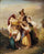Italian family with sleeping child in the countryside in hallway