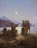 Italian fishermen in the port of Naples by Carl Gustav Carus — river oil painting wall art