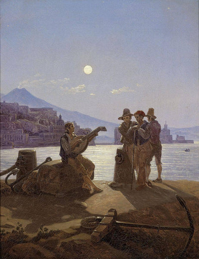 Italian fishermen in the port of Naples by Carl Gustav Carus — oil painting reproduction