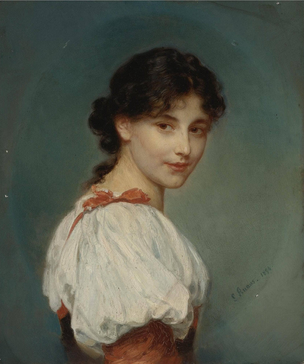Italian girl by Ludwig Knaus — hand-painted portrait oil painting reproduction on canvas