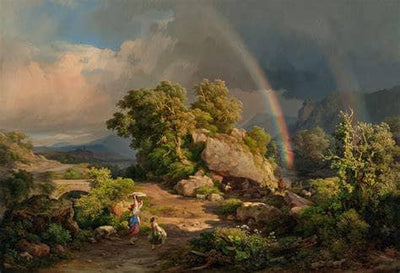 Italian Landscape with a Rainbow by Károly Markó the Elder — oil painting reproduction