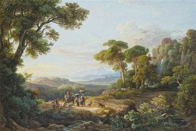 Italian landscape with figures by Károly Markó the Elder — oil painting reproduction