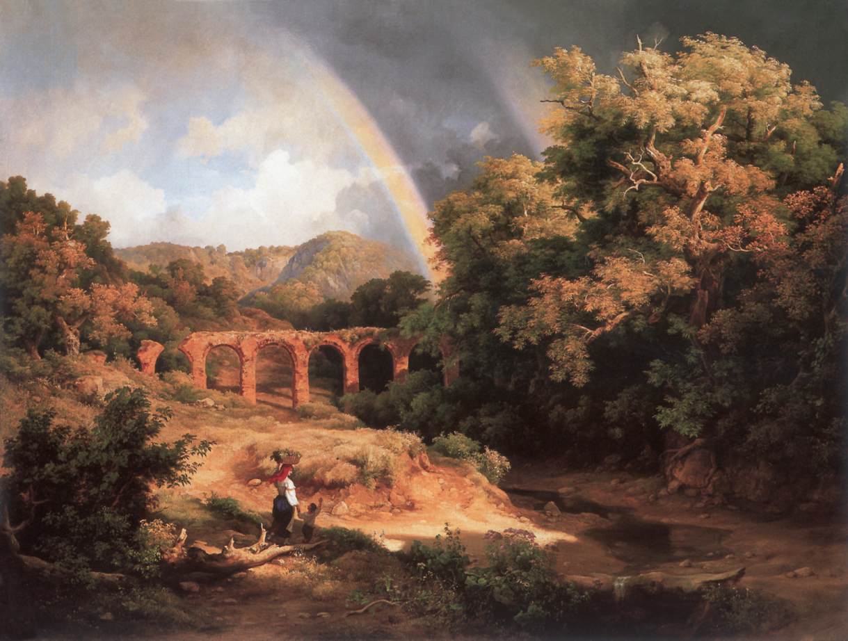 Italian Landscape with Viaduct and Rainbow - Károly Markó the Elder