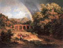 Italian Landscape with Viaduct and Rainbow by Károly Markó the Elder — rural oil painting wall art, Romanticism