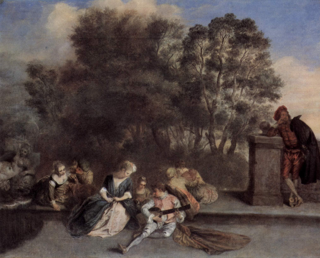 Italian Recreation by Antoine Watteau — hand-painted landscape oil painting reproduction on canvas