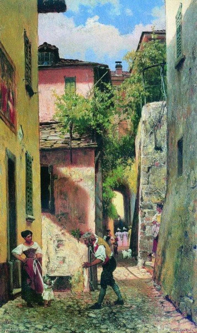 Italian Street Scene by Fyodor Bronnikov — oil painting reproduction