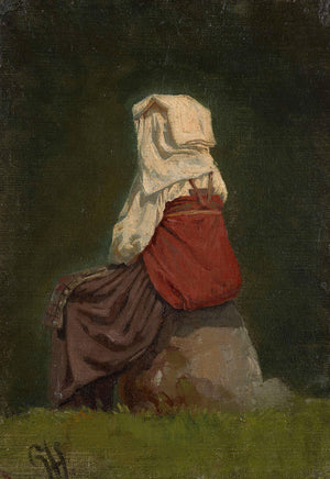 Italian woman seen from behind sitting on a rock - Harald Jerichau