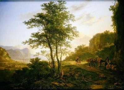 Italianate Landscape with Travellers on a Path in kitchen