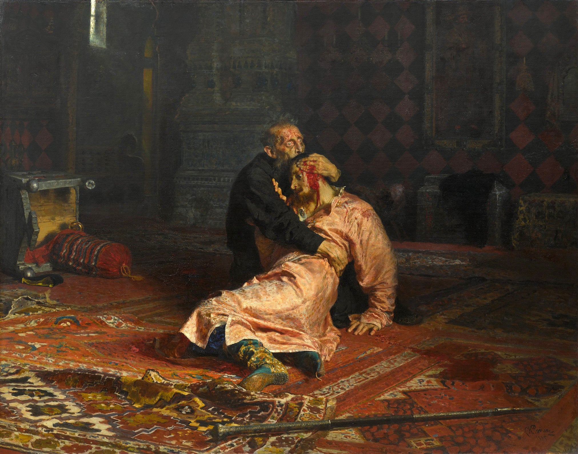 Ivan the Terrible and His Son Ivan on November 16, 1581 - Ilya Repin