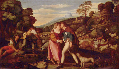 Jacob and Rachel by Palma Vecchio — oil painting reproduction