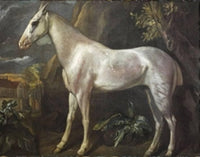 The Marquess of Worcester's Dappled Grey Stallion, with Worcester House Beyond by Jacob Peter Gowy — hand-painted animal oil painting reproduction on canvas