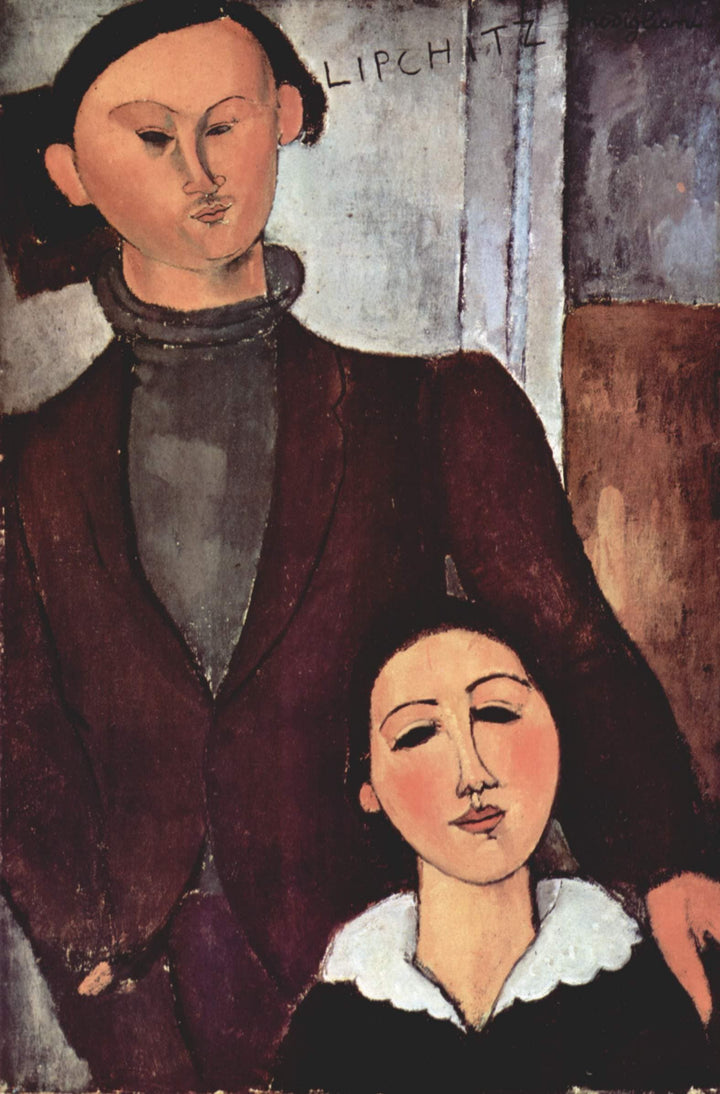 Jacques and Berthe Lipchitz by Amedeo Modigliani — hand-painted portrait oil painting reproduction on canvas