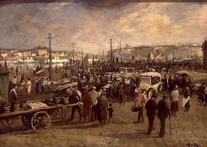 The Fish Sale by Jacques-Émile Blanche — hand-painted landscape oil painting reproduction on canvas