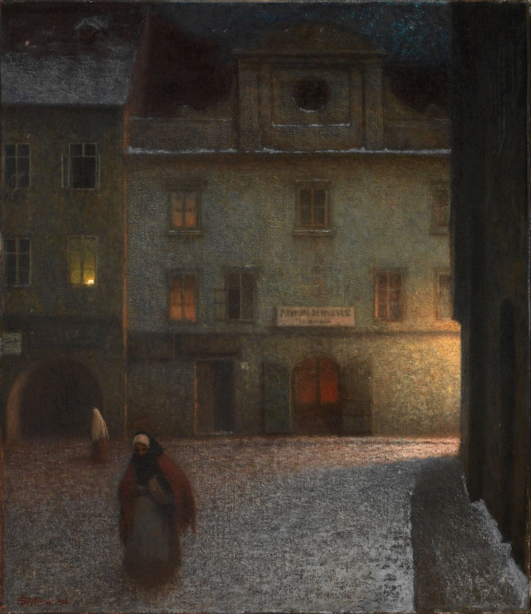Evening Street by Jakub Schikaneder — hand-painted botanical oil painting reproduction on canvas