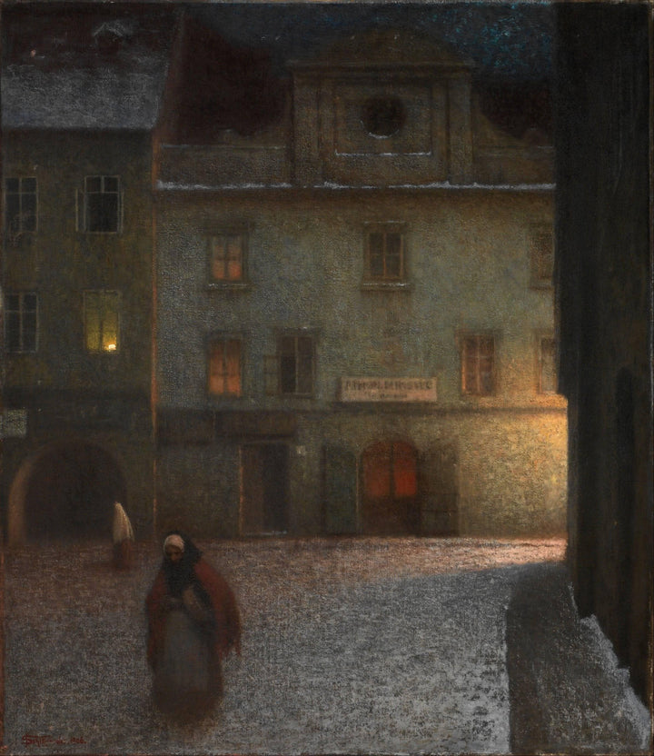 Evening Street by Jakub Schikaneder — hand-painted botanical oil painting reproduction on canvas